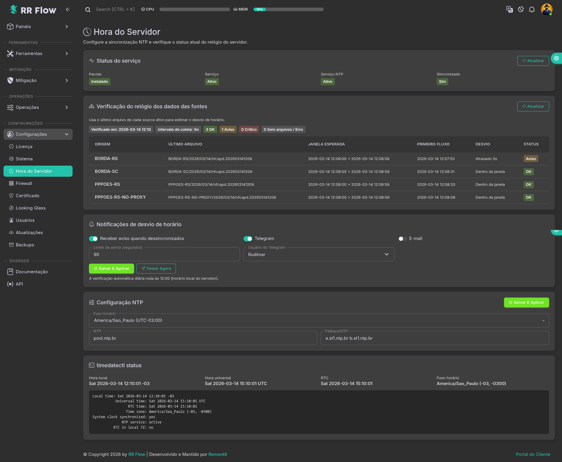 Hora do Servidor Hora do Servidor