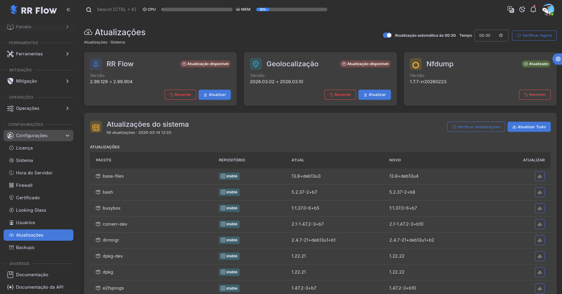 Atualizações Atualizações